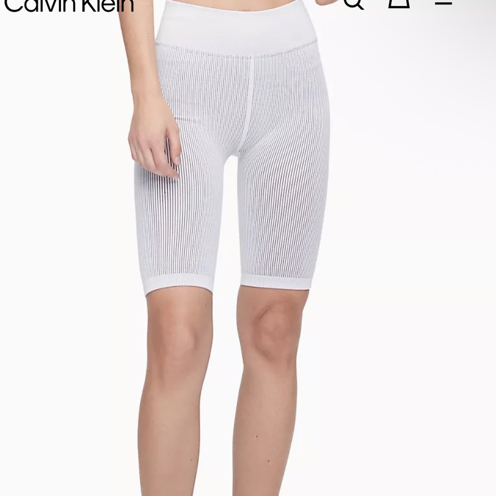 Calvin Klein Performance Ribbed Hi Waist Compression Women's Bike Shorts NWT